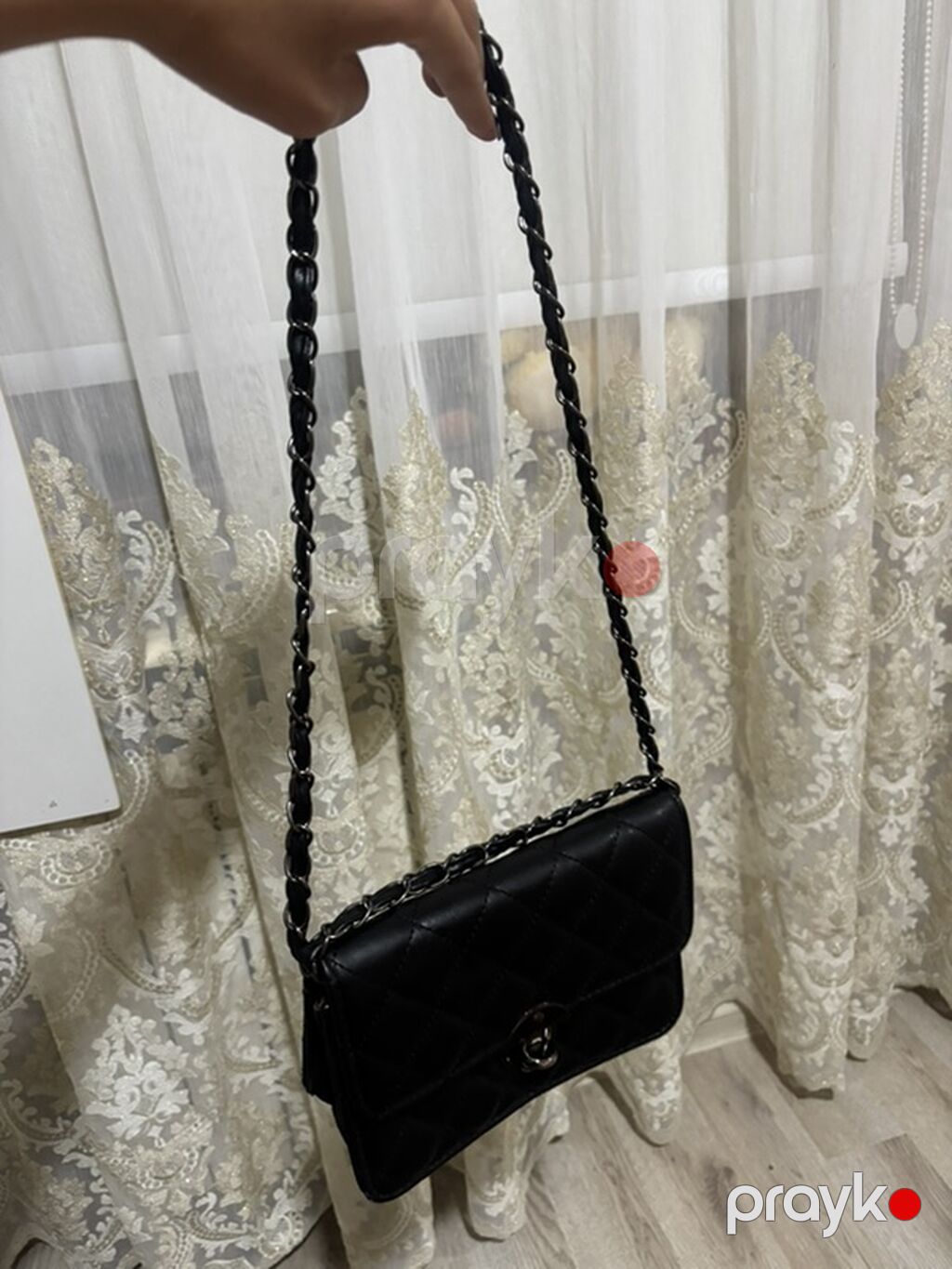 Qara quilted (romb naxışlı) çiyin çantası - Material: dəriyə bənzər — Çantalar, çamadanlar, cüzdanlar, Digah (2)