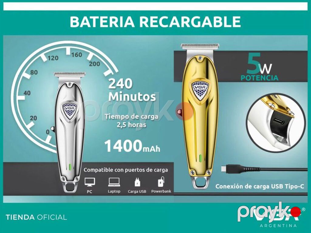 Profissional Trimmer VGR 188 - 6000RPM /1400mAh / 240 Dəqiqə — Saç kəsmə maşınları, Bakı (7)