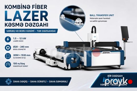Kombinə Fiber Lazer Kəsmə Dəzgahı — Bakı