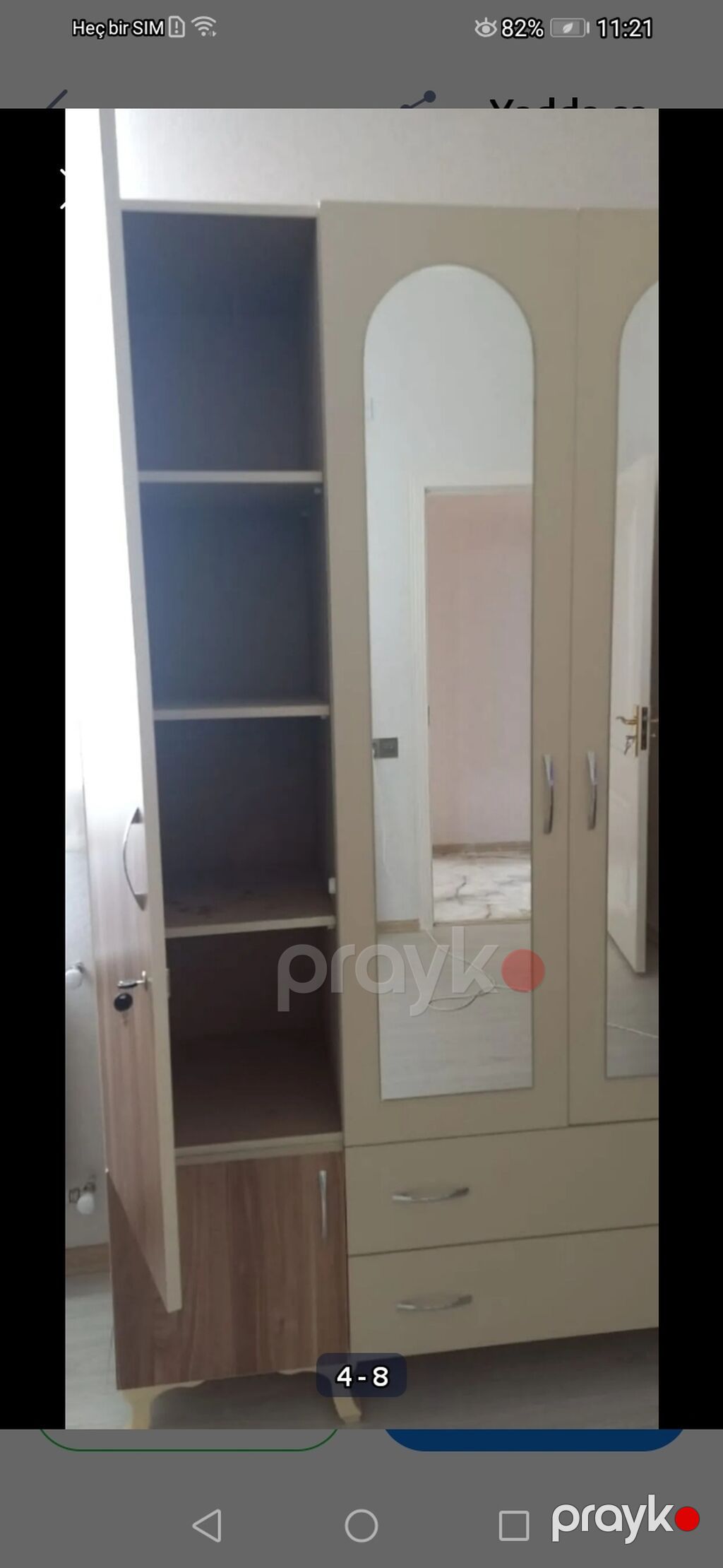 Geniş həcmli paltar şkafı - Model: iki aynalı orta bölmə, dörd — Şkaflar, Digah (5)