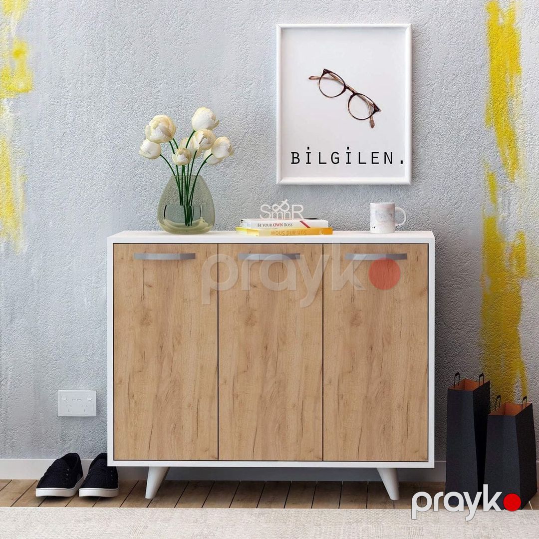 Komod 13900471, LDSP/laminat, ağ/qəhvəyi, 82x100x35 sm — Mallar, Bakı (2)