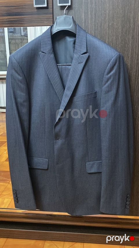 Kişi kostyum gödəkçəsi – Bottega - Rəng: tünd göy (navy) üzərində incə — Masazır