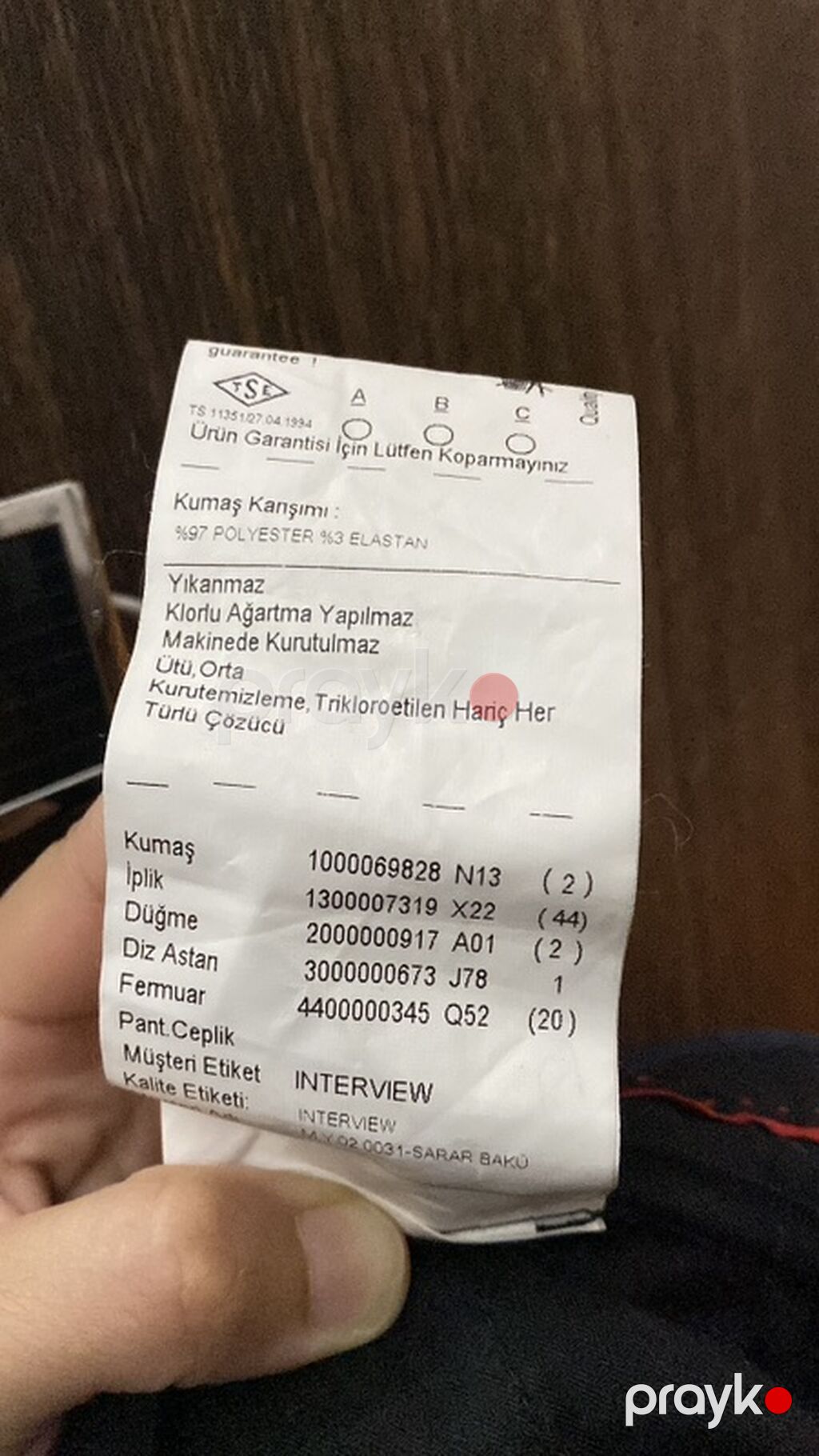 Pencək, Naxışsız, Sarar — Caketi, Masazır (5)