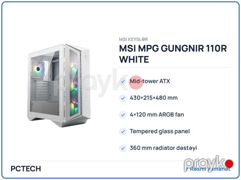 Msı mpg gungnır 110R whıte (306-7G10W21-W57) — Bakı
