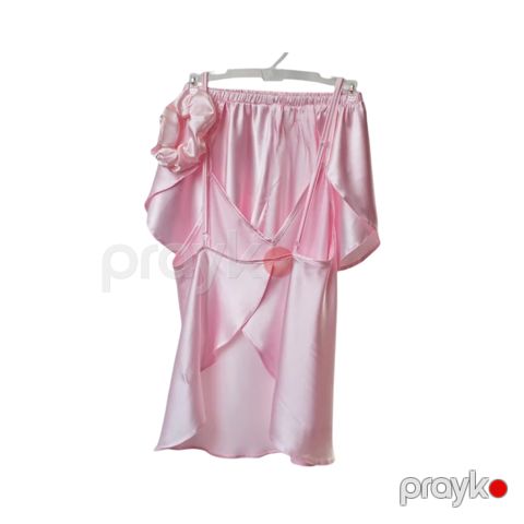 Qadınlar üçün Şortlu pijama dəsti Vixen 2301125000004, çəhrayı, satin, ölçü S — Bakı