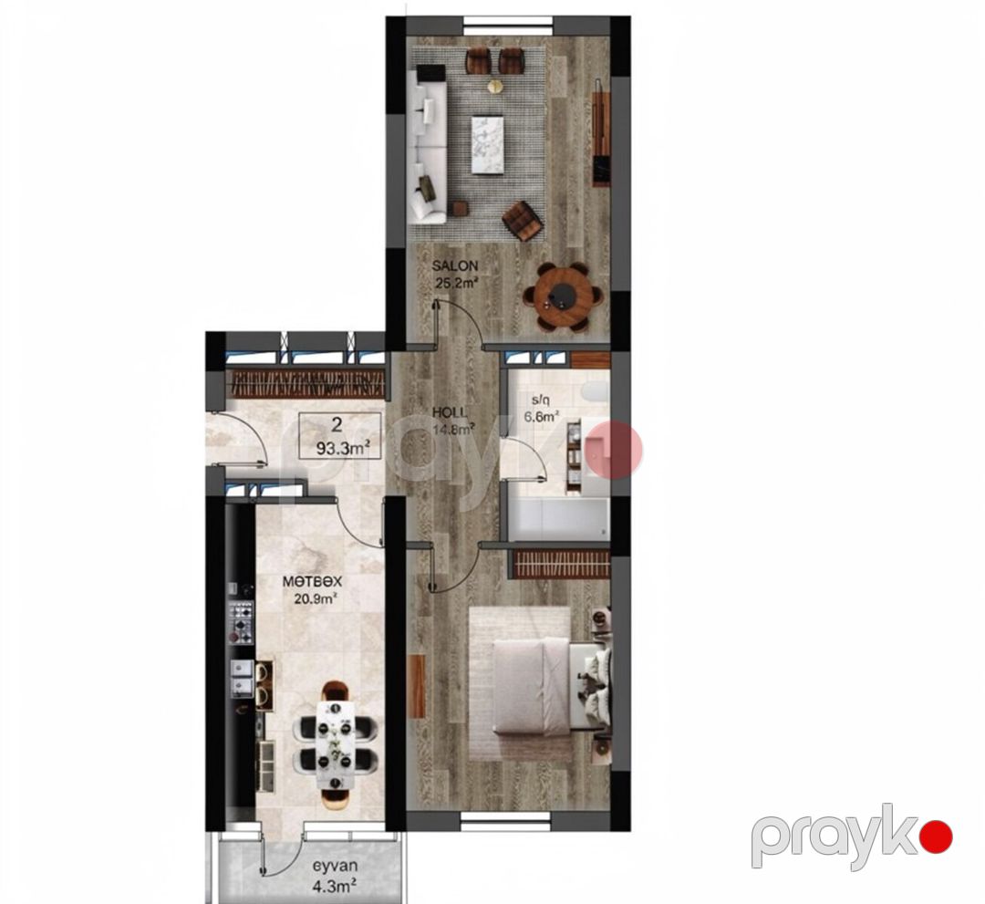 2-otaqlı yeni tikili, Xətai m., 101 m² — Mənzil, Bakı (2)