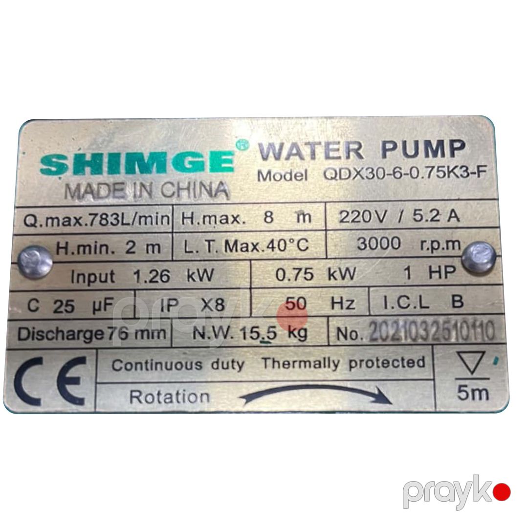 Drenaj nasosu Shimge QDX30-6-0.75K3-F 1140 — Mallar, Bakı (2)
