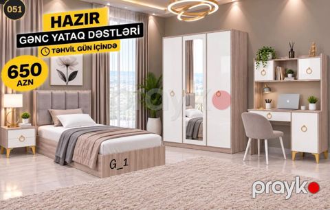 Gənc yataq dəsti – hazır model Dəst tərkibi: - Tək nəfərlik çarpayı — Bakı