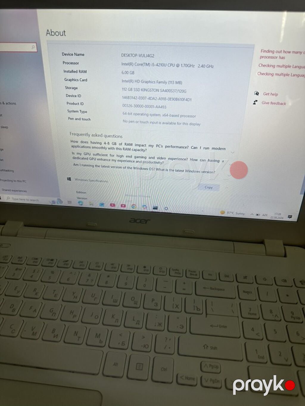 Endirim edəcəm səliqəli işdətmişəm işdiyən kampyuterdi indi işdətmirəm — Acer, Bakı (3)