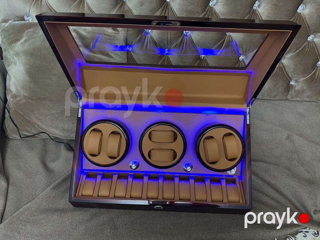 6lı Avtomatik Saat Qurucu Watch Winder LED İşıq — Şəxsi əşyalar, Bakı (3)