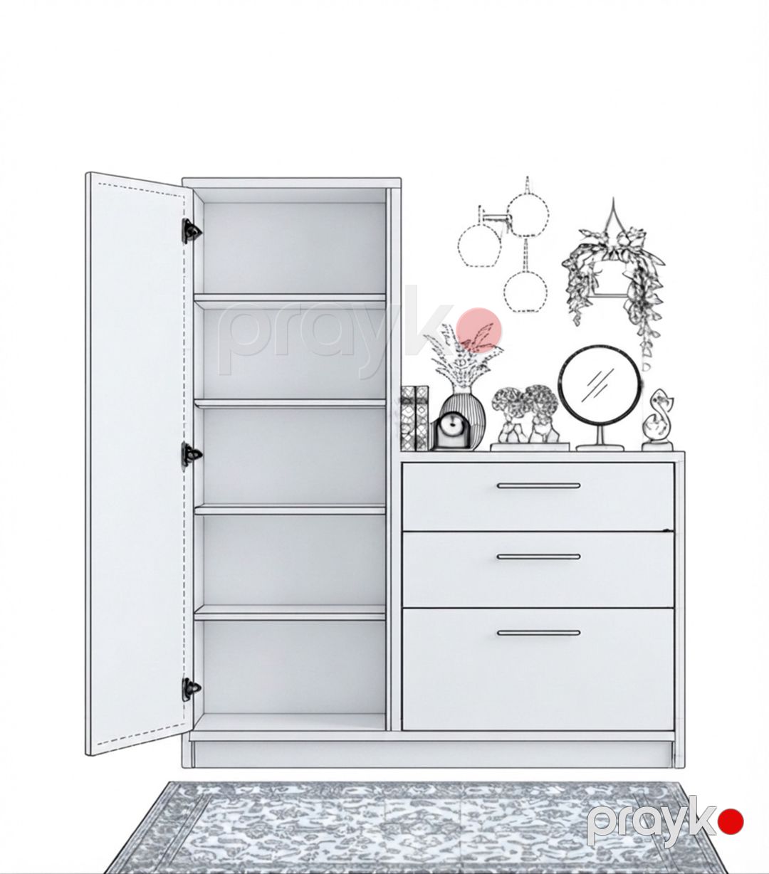 Komod MB 35, laminat, ağ/açıq qəhvəyi, 140x100x40 sm — Mallar, Bakı (2)