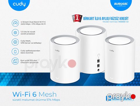 Wi-Fi 6 Mesh 3-lü dəst "Cudy M3000" — Bakı