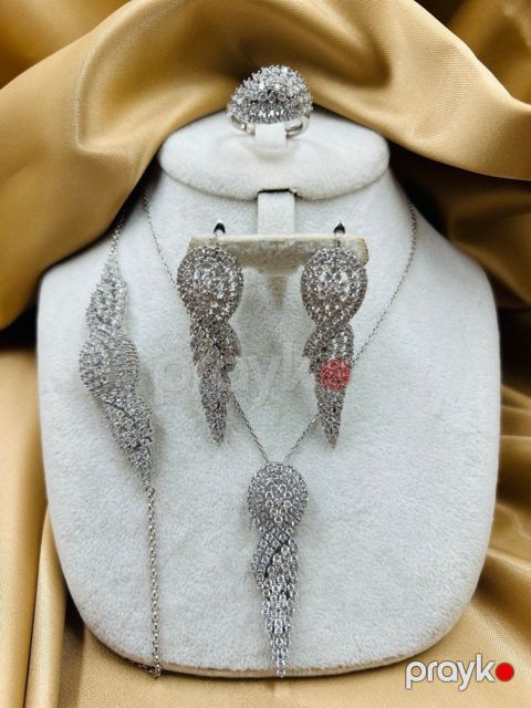 Zinət dəsti boyunbağı, qolbaq, üzük və sırğa Icebella 925 əyyar gümüş - ICEBELLA_111 — Bakı