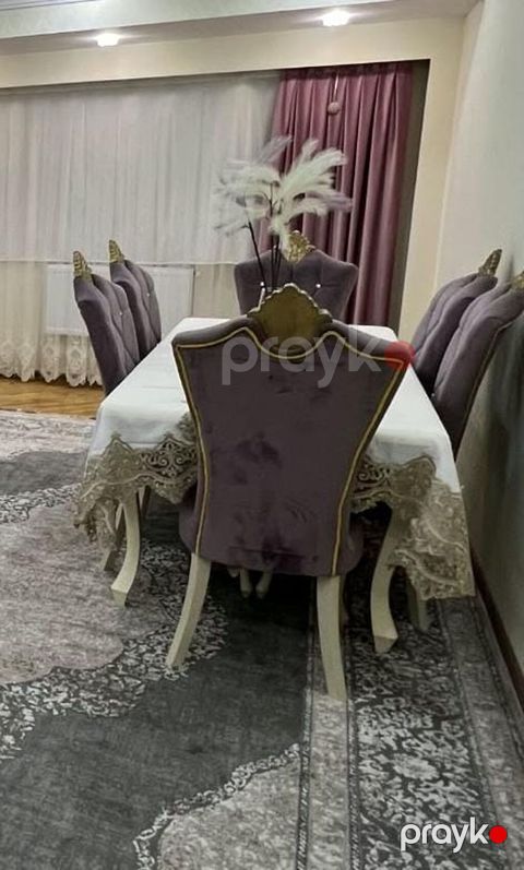 Qonaq otağı üçün, İşlənmiş, Açılan, Dördbucaq masa, 6 stul — Xırdalan