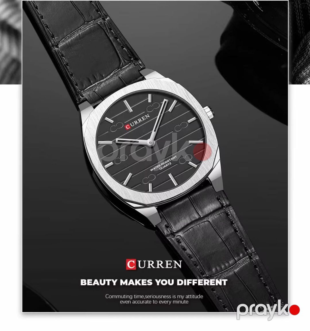 Qol saatı Curren, CN 8480, Qara, Dəri, Dairə — Mallar, Bakı (3)