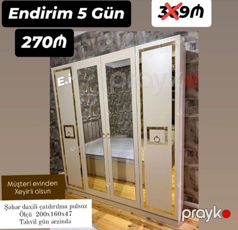 4 qapılı dolab Yep yeni 270 azn rəng seçimi var çatdırılma var — Saray