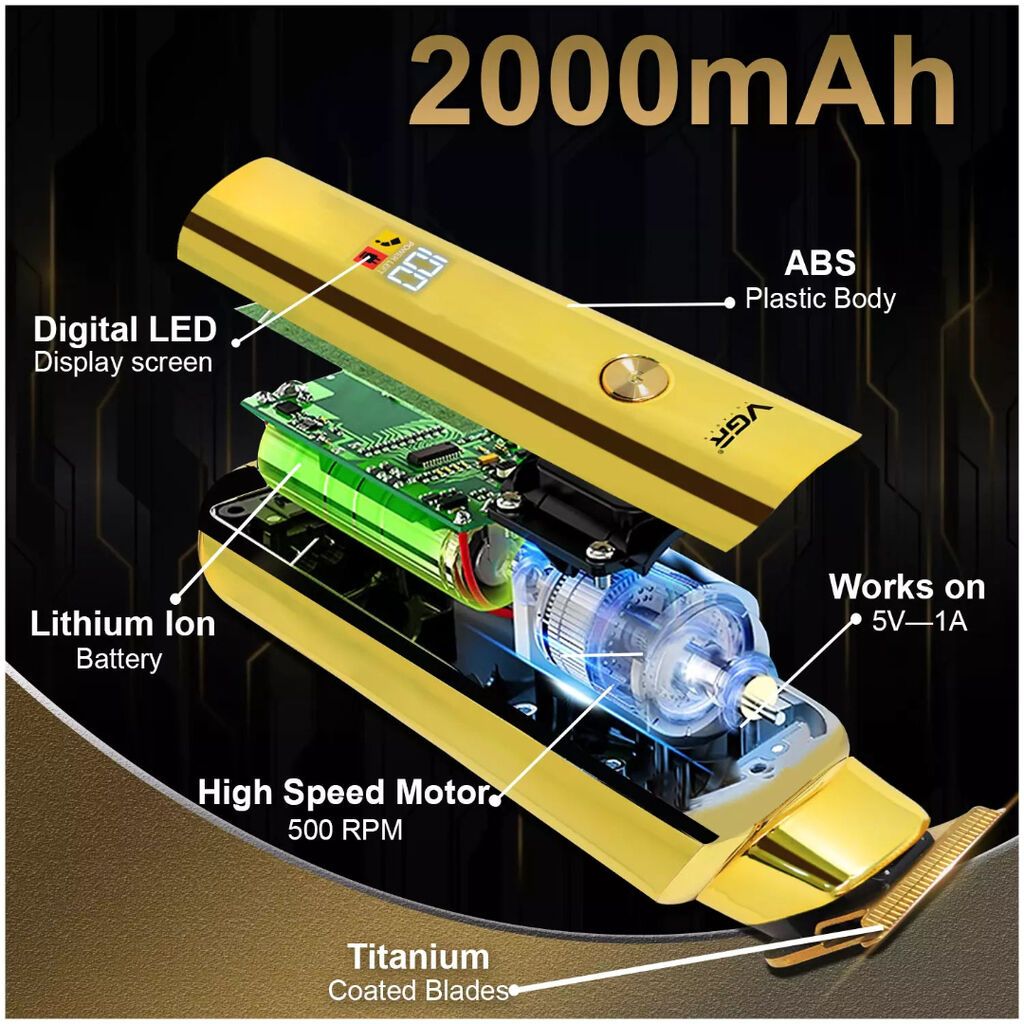 Trimmer VGR 947 - 6000RPM / 2000MAH - 500Dəqiqə / Cord/Cordless Typc — Saç kəsmə maşınları, Bakı (10)