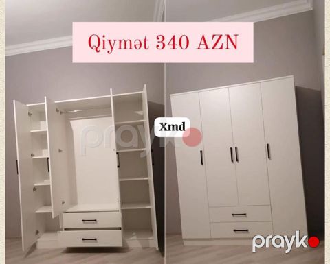 Yeni, 4 qapılı, Siyirməli, Ağ, Açılan, Düz dolab — Digah