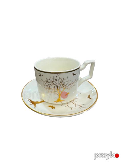 Çay servizi EB04, farfor, 6 nəfərlik, bej/qızılı — Bakı