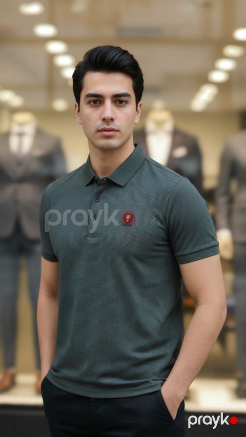 Kişilər üçün polo, pambıq/poliester, yaşıl, ölçü M — Bakı