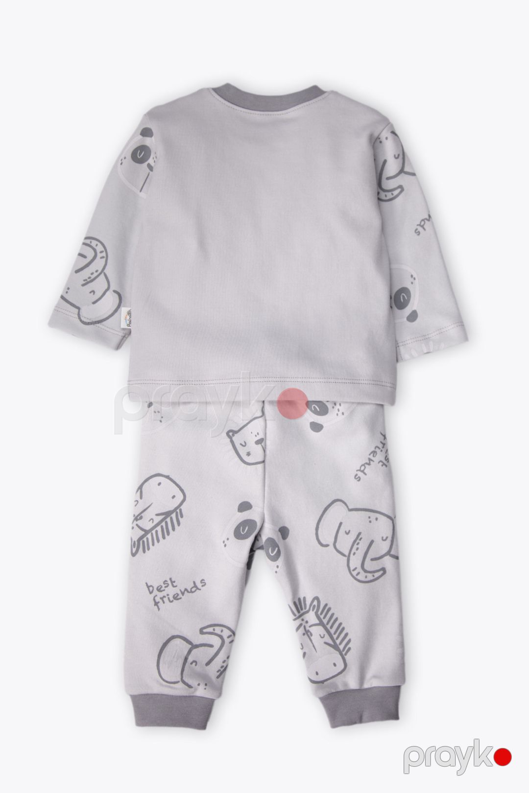 Şalvarlı pijama dəsti Bebetto F1547, pambıq, boz, ölçü 24-36 ay — Mallar, Bakı (3)