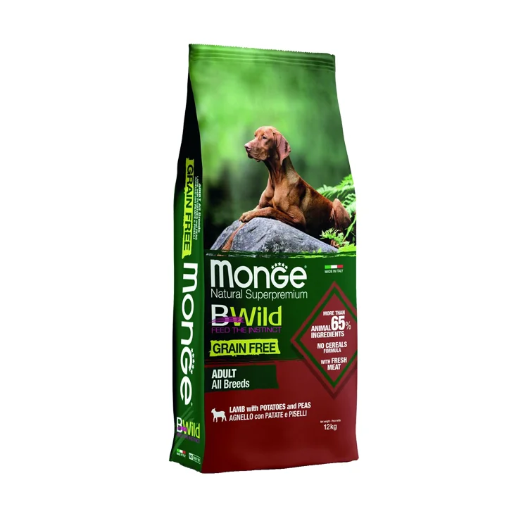 Monge Adult all Breeds Natural Super Premium Lamb with Patatoes and Peas, bütün cinslərdən olan yetkin itlər üçün super premium keyfiyyətli tam rasionlu yem, quzu əti, kartof və noxud ilə (bütöv kisə, 12 kq) — Bakı