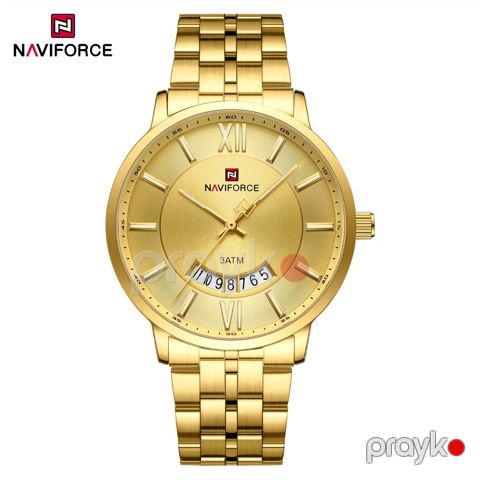 Kişilər üçün qol saatı Naviforce AA9238G, qızılı — Bakı