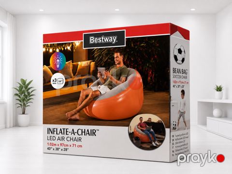 Şişmə kreslo Bestway bm&888, birnəfərlik, narıncı, 1.12х97х72 sm — Bakı