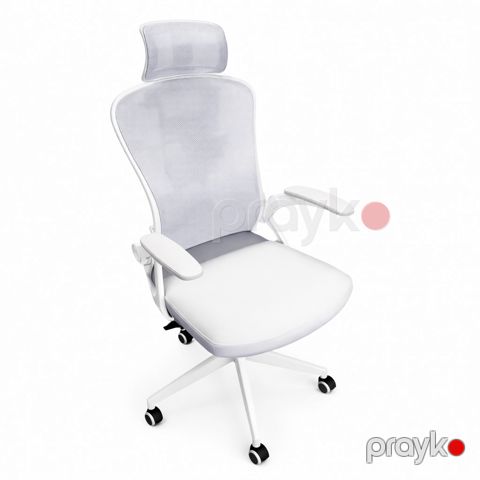 Ofis üçün kreslo Deli 91025, eko dəri/parça/tor, ağ/boz — Bakı