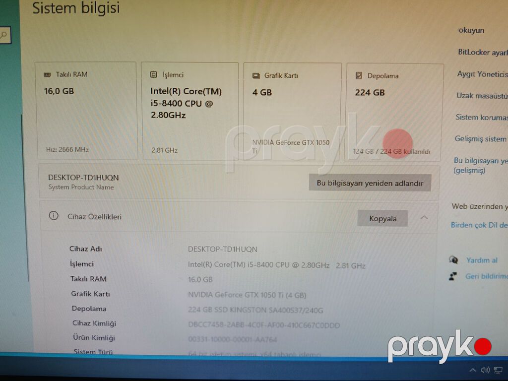 Core i5-8400 2.80 GHz Video card GTX 1050 TI Ram 16 GB DDR4 SSD — Masaüstü kompüterlər, Gəncə (7)