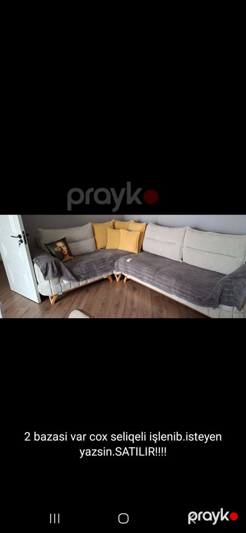 Künc divanı – satılır - Forma: L-şəkilli künc divanı - Rəng: Açıq boz — Mehdiabad