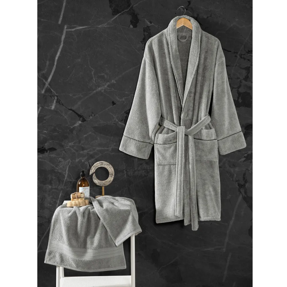 Hamam xalatı Cotton Box Exclusive L/XL, Boz (8680108069134) — Bakı