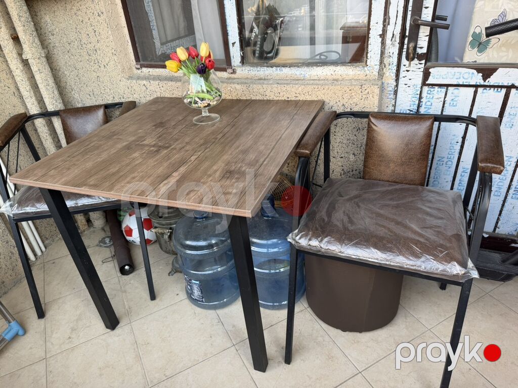 Loft üslublu masa və stul dəsti - Tərkib: 1 ədəd kvadrat masa + 2 — Masalar və stullar, Goranboy (4)