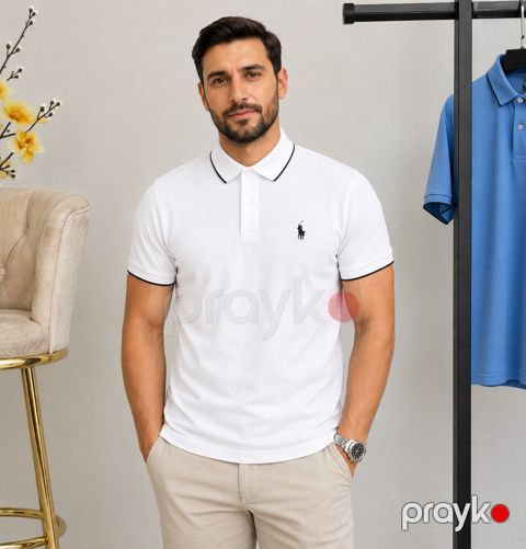 Kişilər üçün polo 73248637, ağ, pambıq, ölçü 2XL — Bakı
