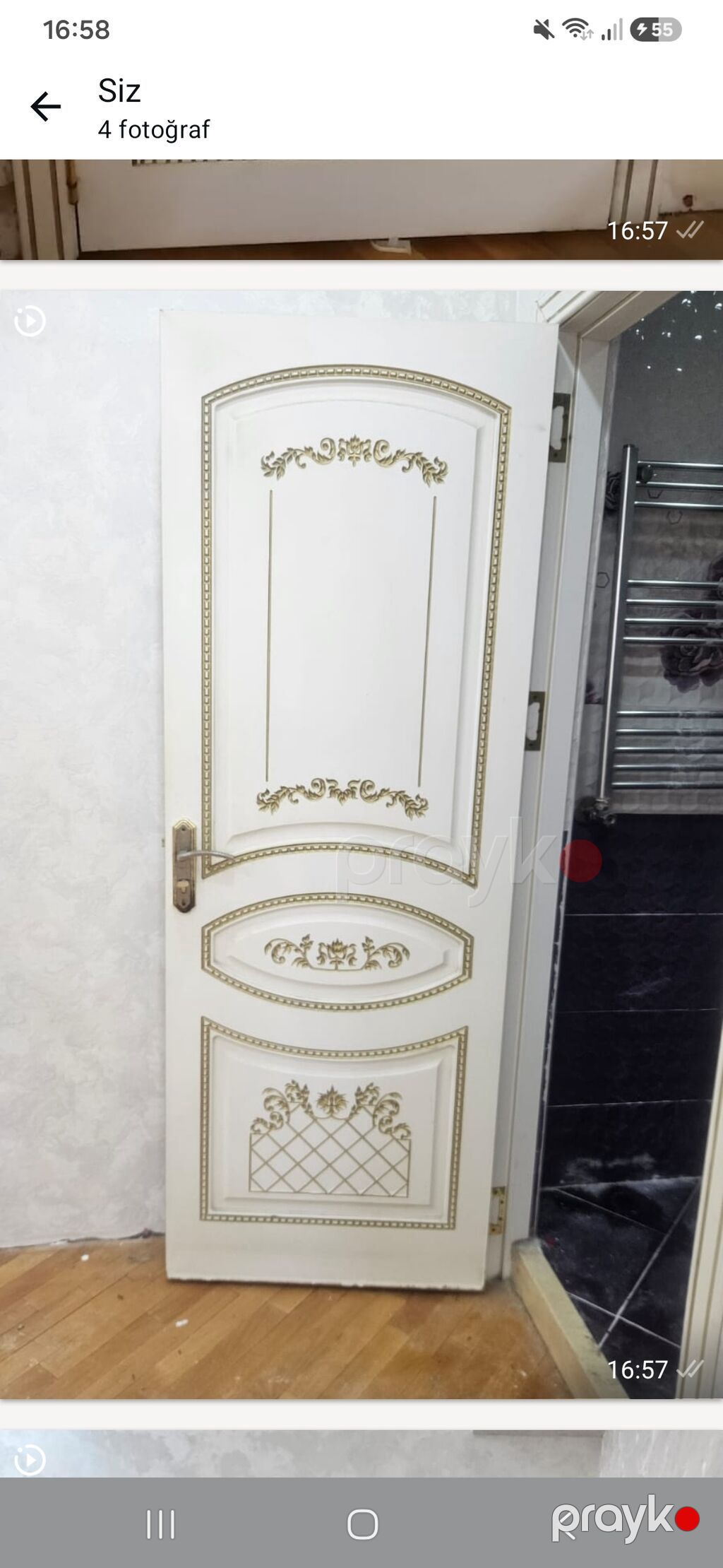 Klassik üslubda daxili qapı - Rəng: ağ əsas, qızılı ornament — Pəncərələr, qapılar, balkonlar, Xırdalan (5)