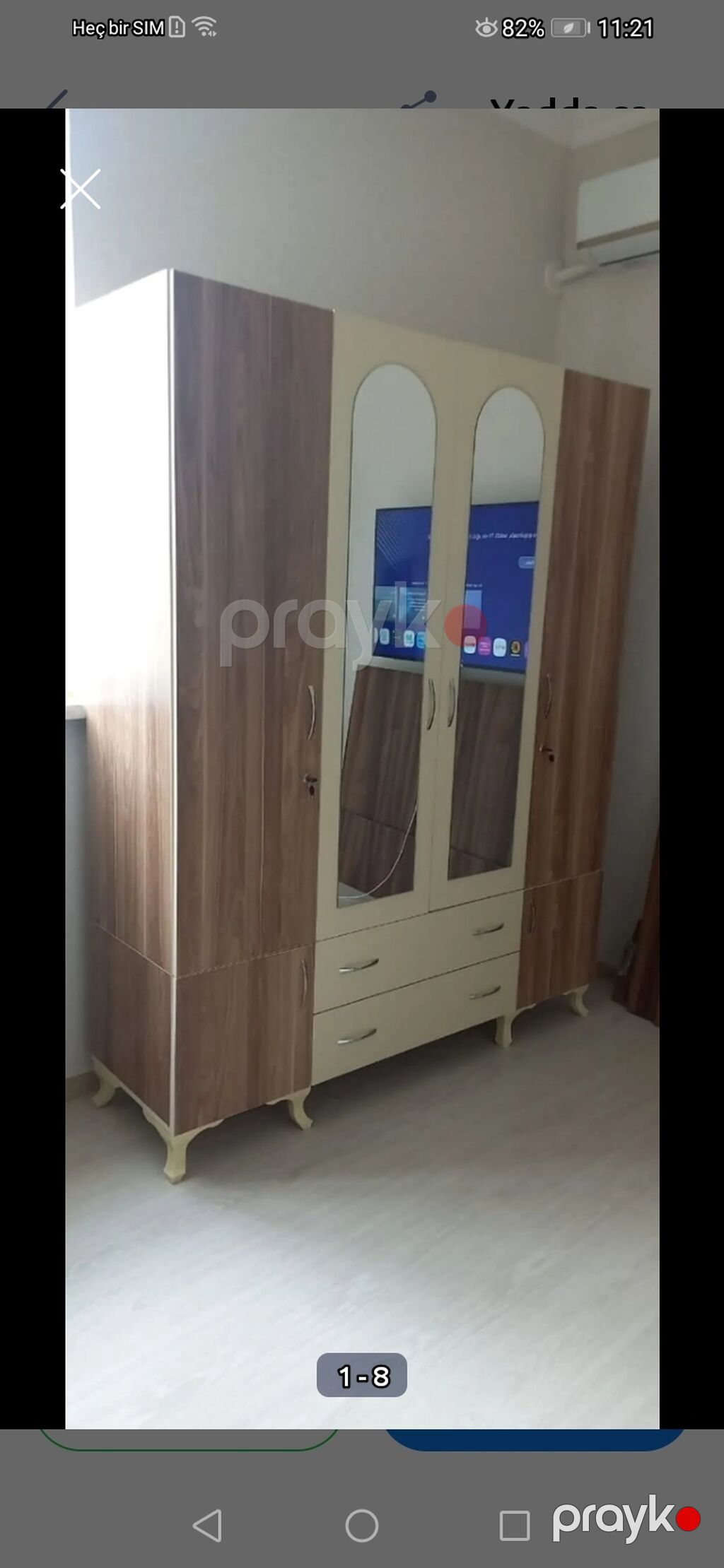 Geniş həcmli paltar şkafı - Model: iki aynalı orta bölmə, dörd — Şkaflar, Digah (4)