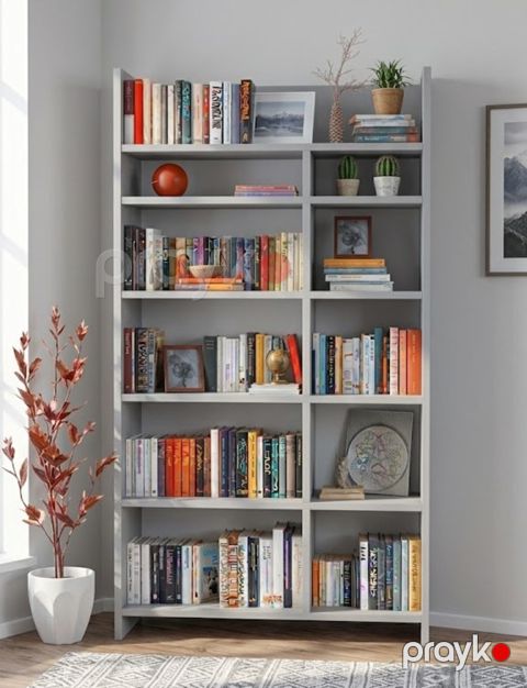 Stellaj MB6, laminat, 200x110x30 sm, boz — Bakı