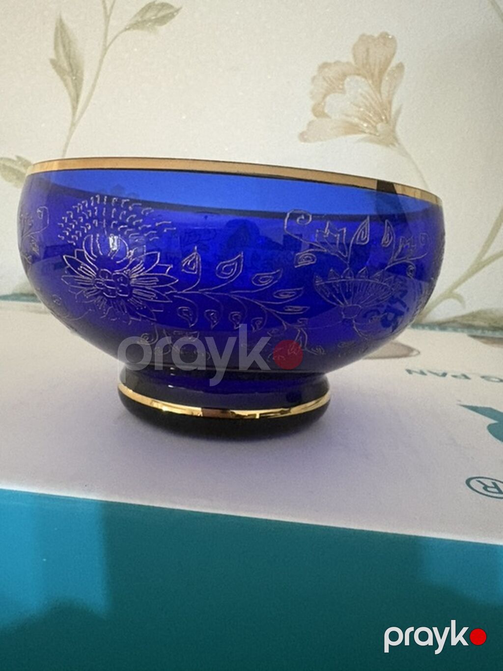 Kobalt mavi şüşədən dekorativ kasa - Material: qalın kobalt mavi şüşə — Süfrə qabı, Mehdiabad (3)