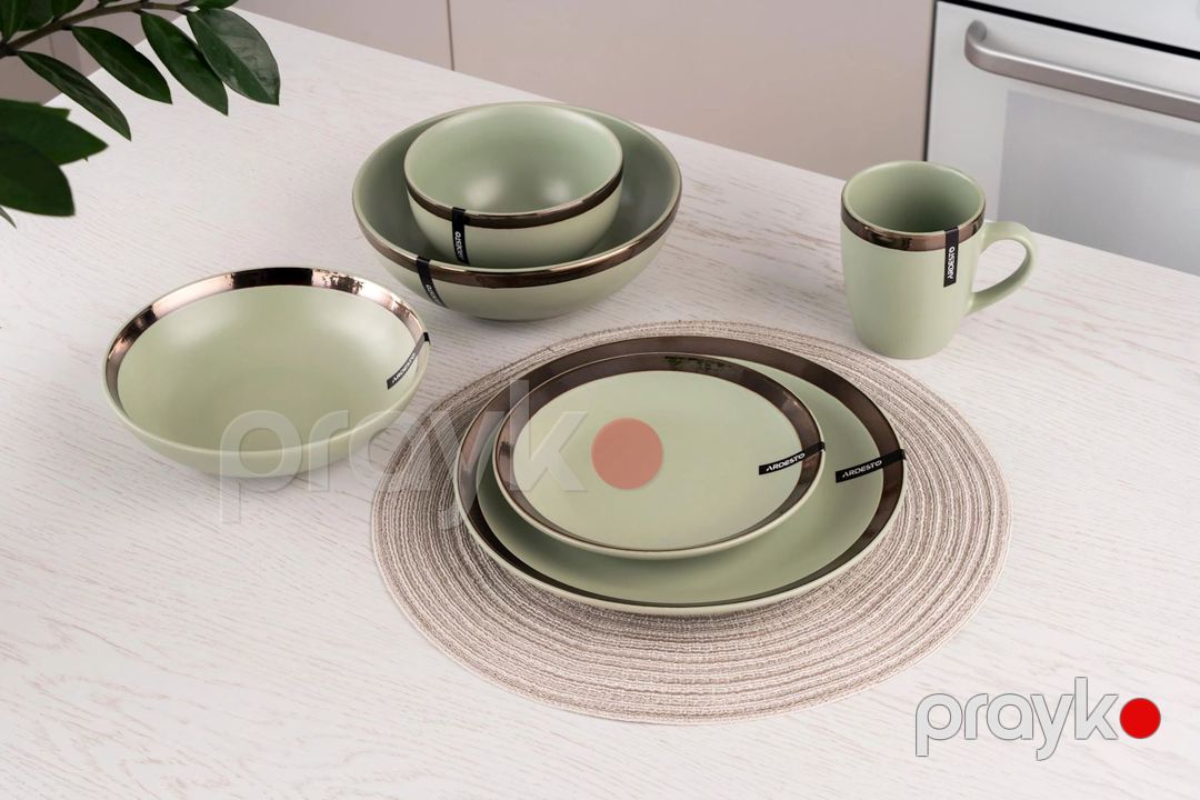 Boşqab Ardesto Liguria AR2919LGC, keramika, yaşıl, 19 sm — Mallar, Bakı (3)