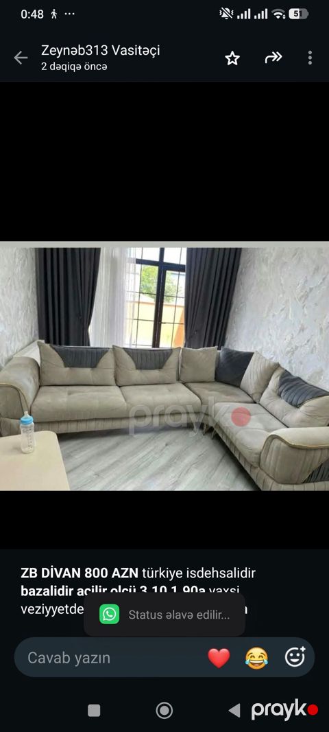 *ZB* *Divan 800 AZN* türkiye isdehsalidir *bazalidir açilir olçü 3.10 — Bakı