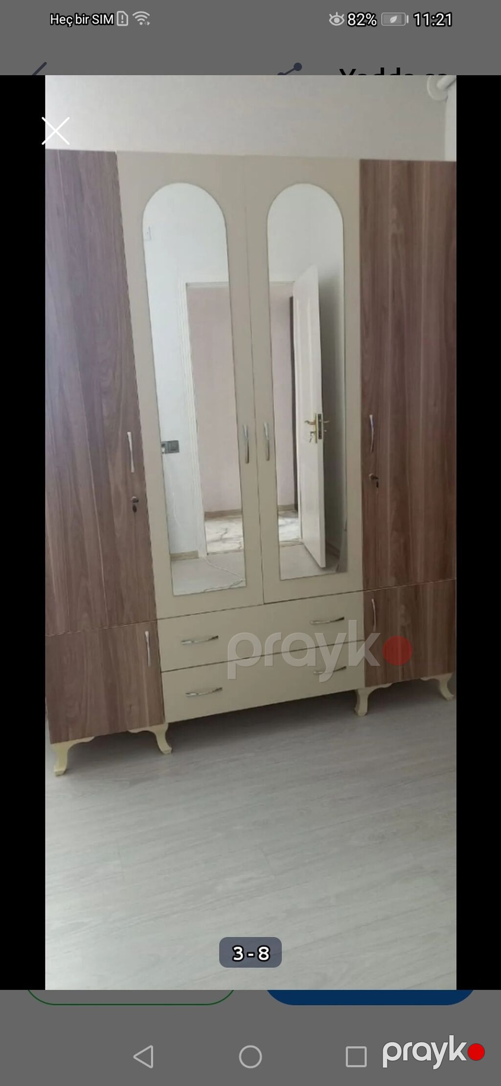 Geniş həcmli paltar şkafı - Model: iki aynalı orta bölmə, dörd — Şkaflar, Digah (3)