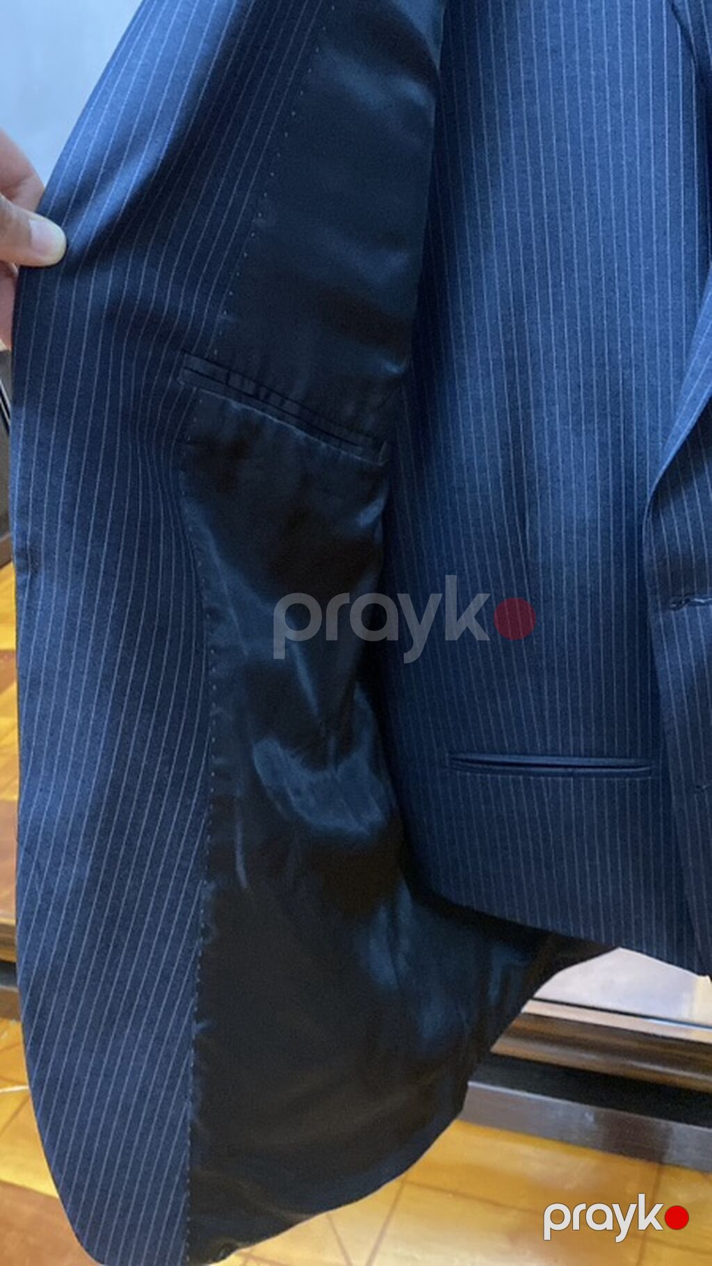 Kişi kostyum gödəkçəsi – Bottega - Rəng: tünd göy (navy) üzərində incə — Caketi, Masazır (3)