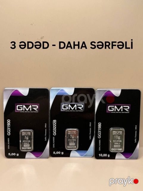 Gümüş külçə dəsti silverbars.az88521099, gümüş 999 əyar, 5+5+10 q — Bakı