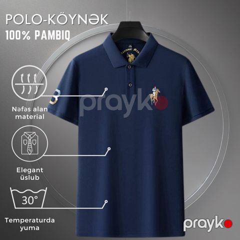 Kişilər üçün polo EB_1061, göy, pambıq, ölçü XXL — Bakı