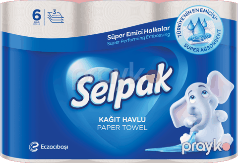 Mətbəx üçün kağız dəsmallar Selpak, 3 qat, 6 rulon — Bakı