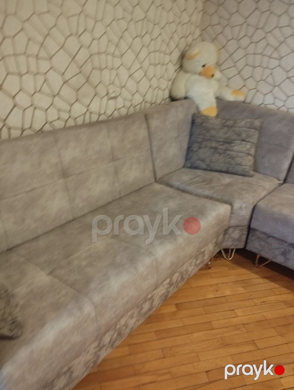 Künc divan dəsti - Forma: L-şəkilli künc divan - Rəng: Açıq boz — Yumşaq mobilya dəstləri, Bakı (4)