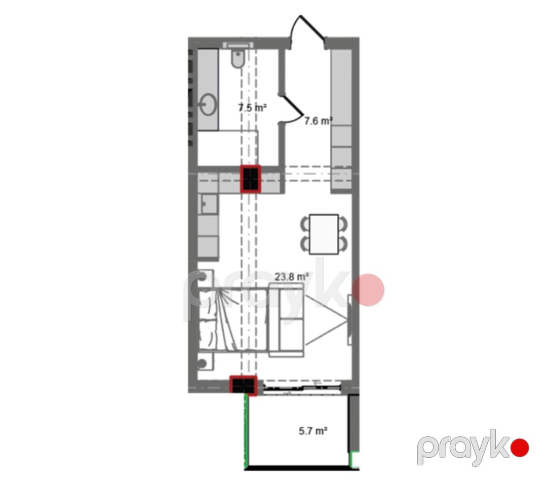 Satılır 1 otaqlı yeni tikili 52.9 m² — Mənzil, Bakı (7)