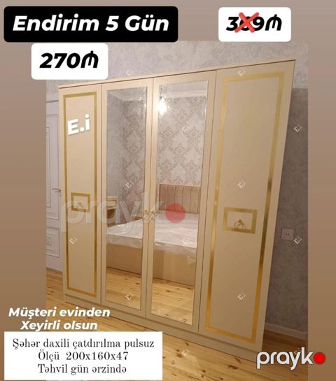 4 qapılı dolab Yep yeni 270 azn rəng seçimi var çatdırılma var — Saray