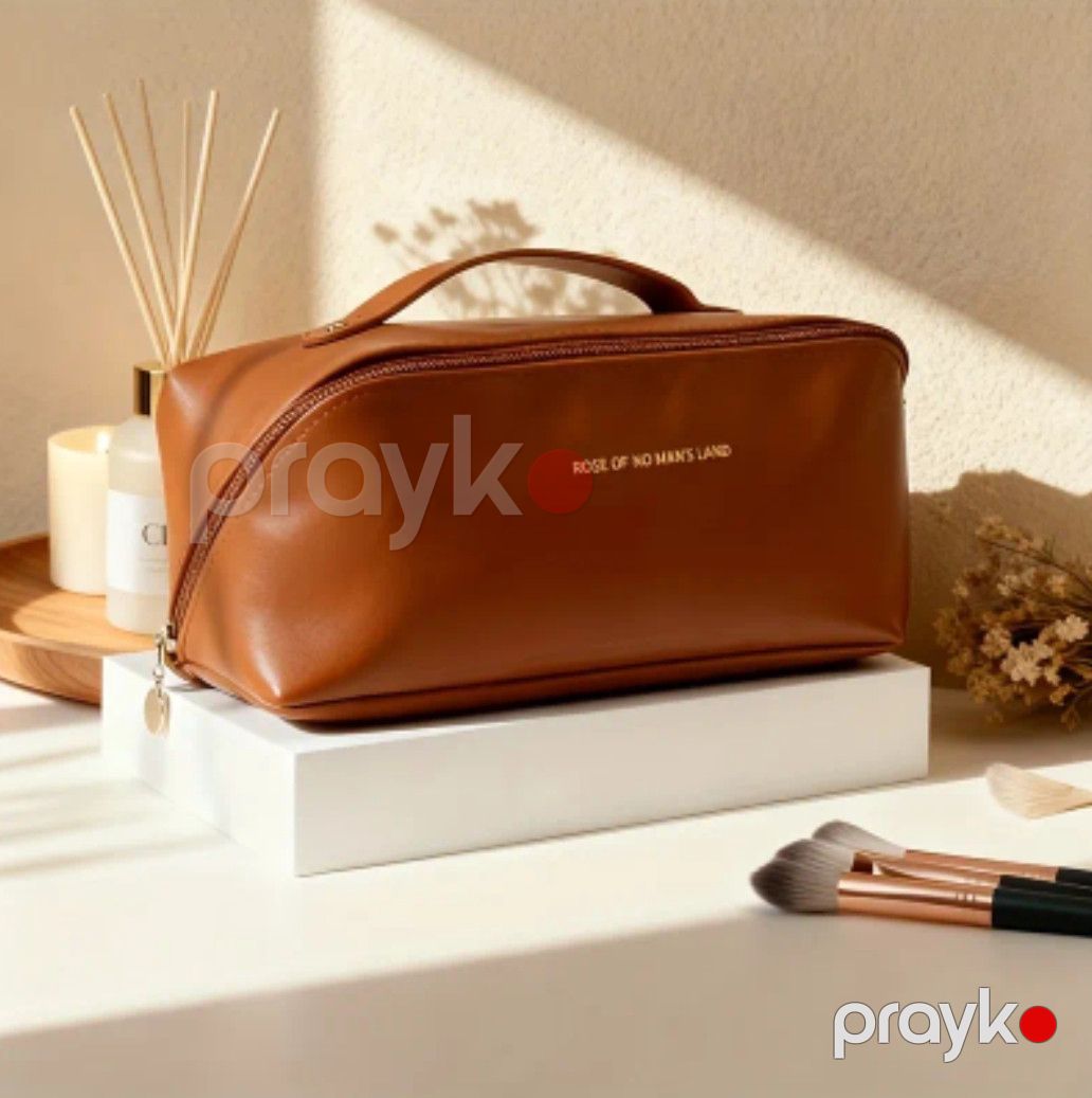 Kosmetik çanta, qəhvəyi, süni dəri, 11x10.5 sm — Mallar, Bakı