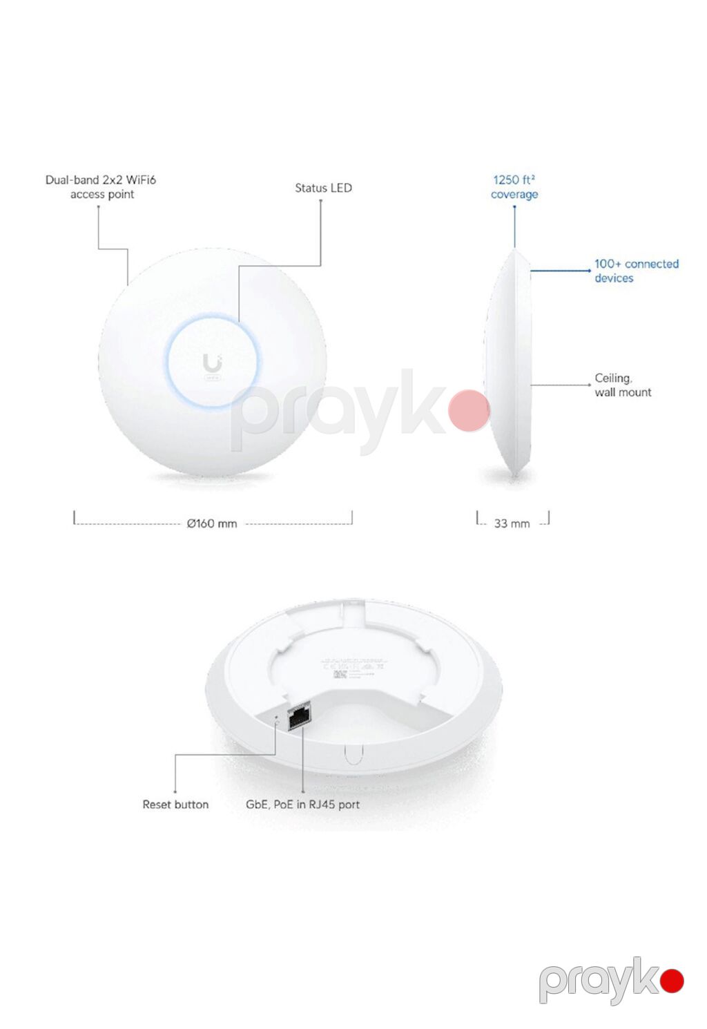 Ubiquiti UniFi U6+ (U6-Plus) Wi‑Fi 6 access point – tam yeni, orijinal — Şəbəkə və server avadanlığı, Digah (4)
